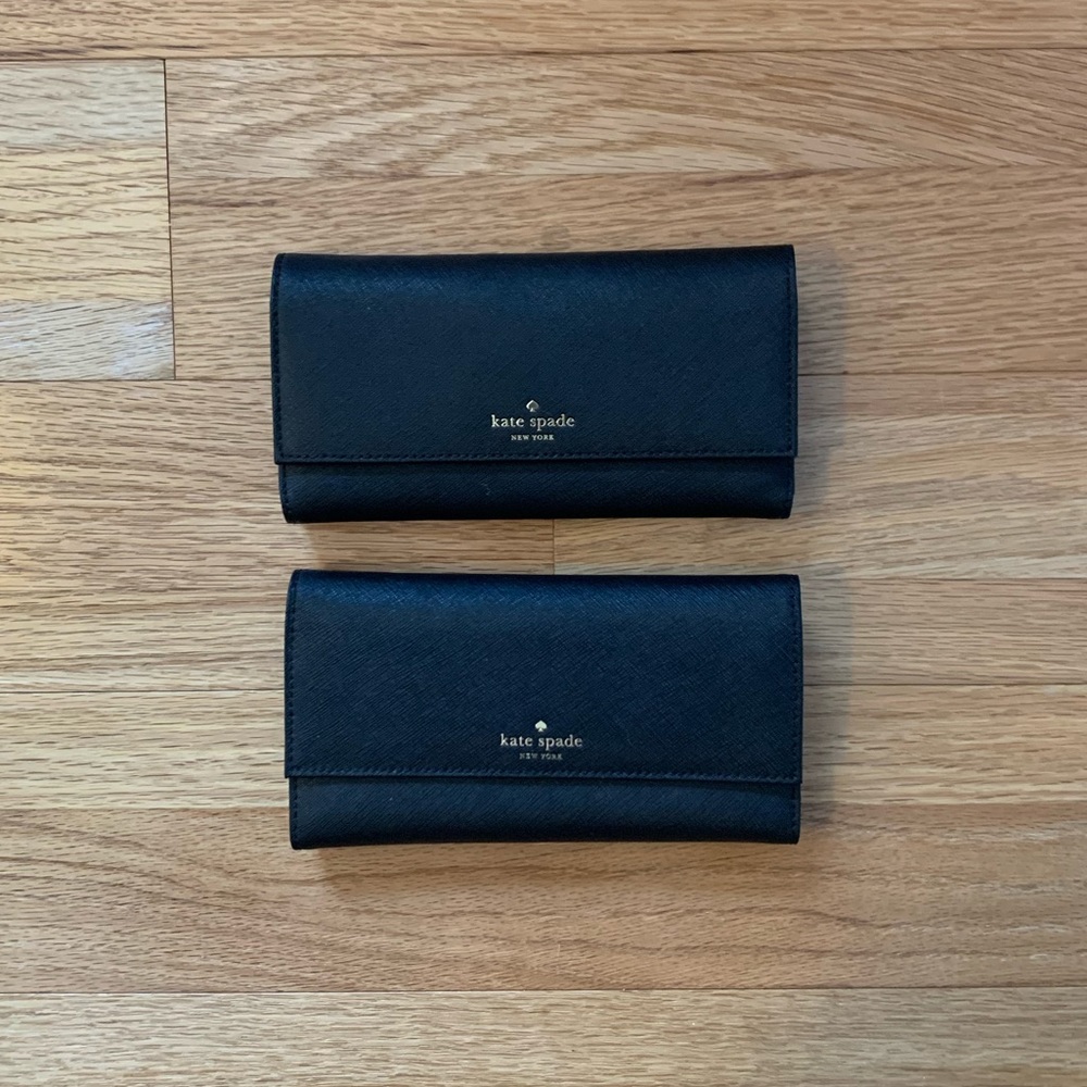 Kate Spade New York Black Saffiano Leather Phone Wallets. Set of Two.
